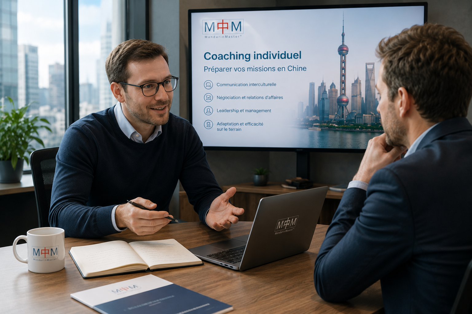 Un coach de MandarinMaster accompagne un cadre avant son départ en Chine