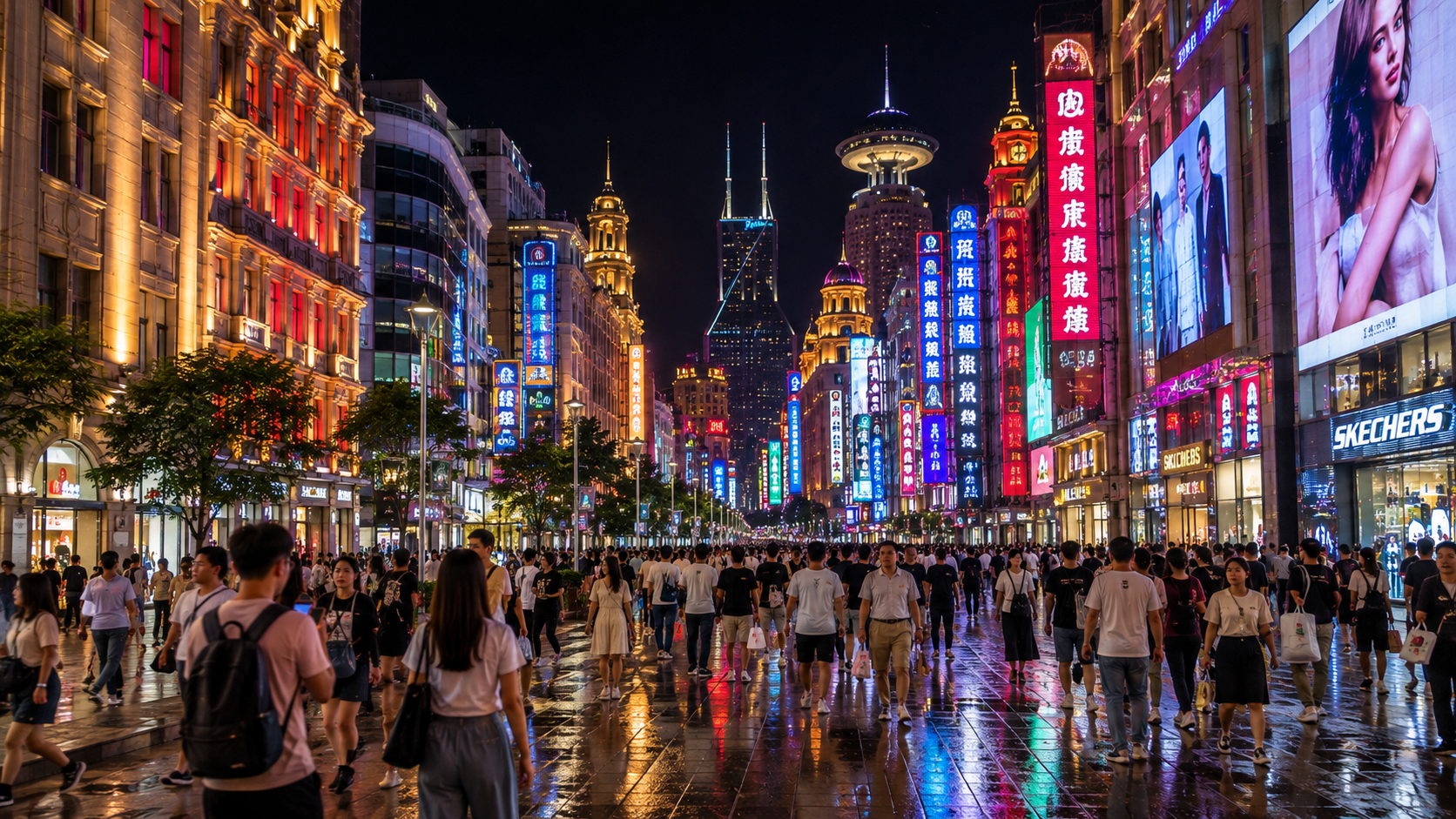 Shanghai - Rue de Nankin. La rue la plus fréquentée de la ville