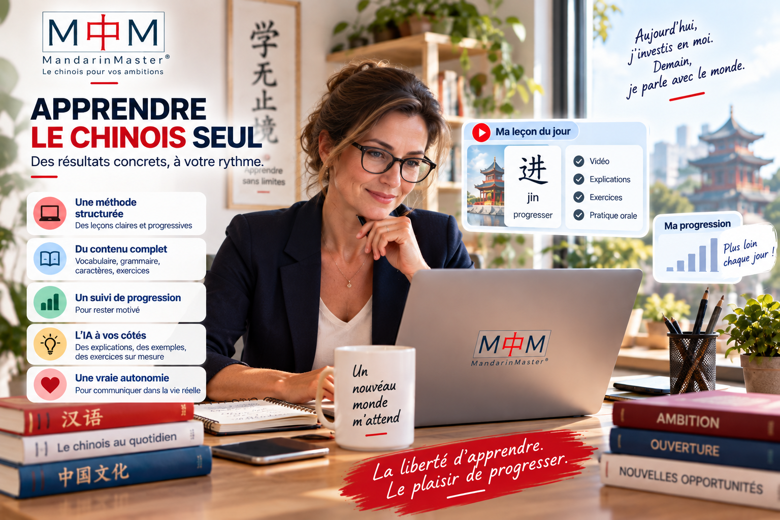 Une professionnelle de 40 ans s'est mise au chinois et progresse en autonomie accompagnée