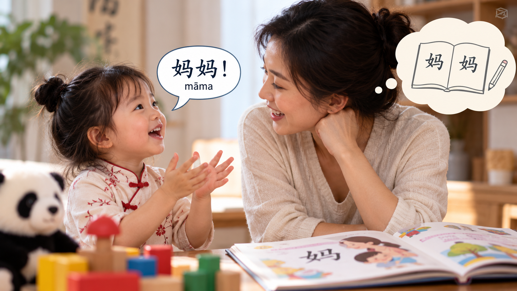 un petit Chinois parle avec sa maman ... et il ne sait pas lire